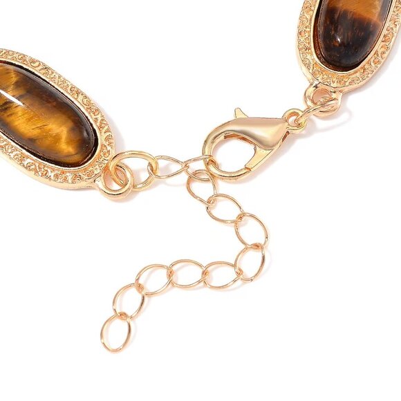 Women's Tigers Eye Bracelet and Earrings Jewelry Set in Rosetone - Picture 3 of 4